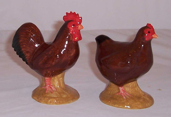 Rhode Island Red Hen and Cockerel figures